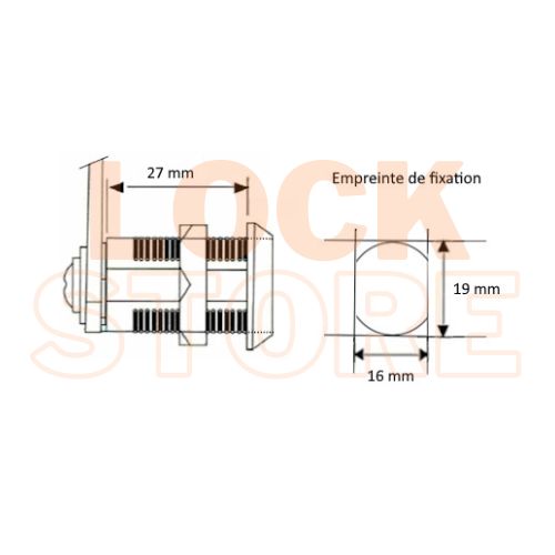 serrure de décondamnation pour coffre longueur 27mm